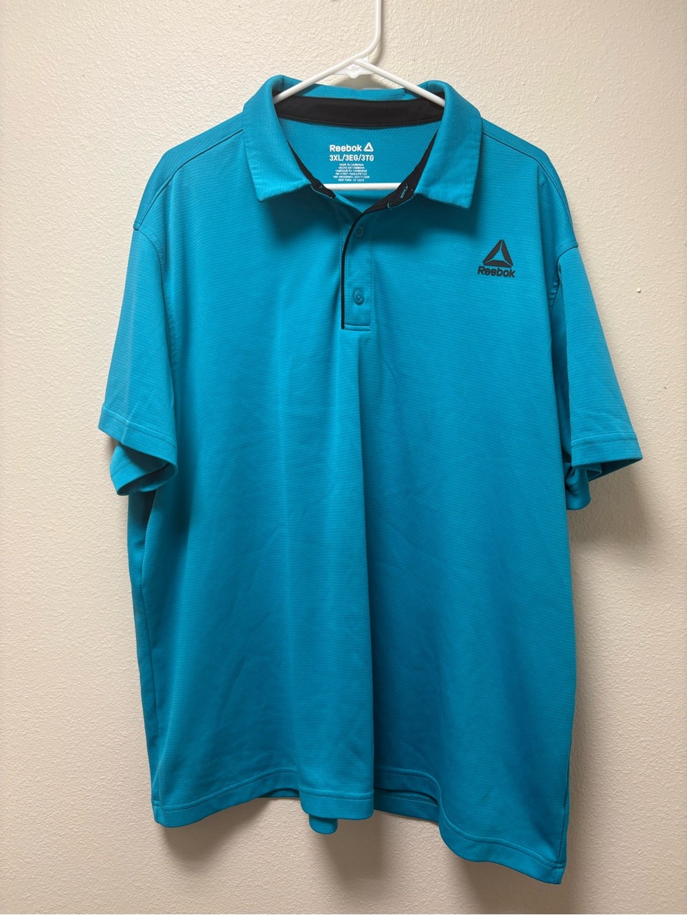Reebok Men's Blue Solid Polo Shirt Short Sleeve Collared Logo Button 3XL B&T